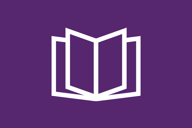 White catalogue icon on purple background