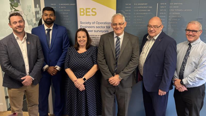 Gary and Emma, centre, with delegates at the Society of Operations Engineers